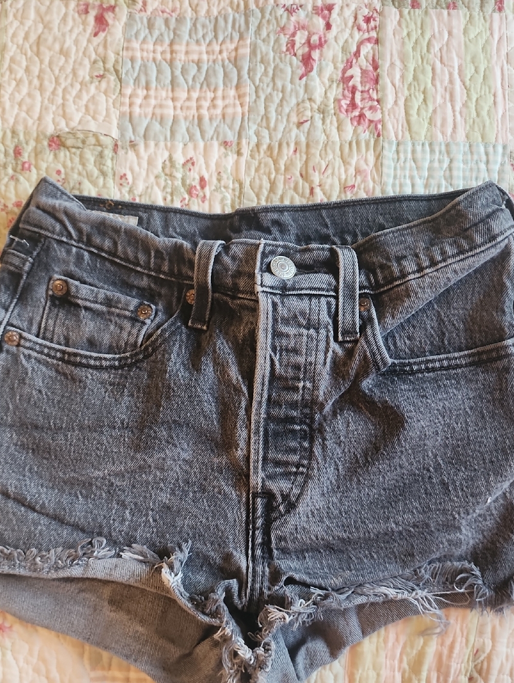 Signature by Levi Strauss Black/Gray Denim Cutoff Shorts